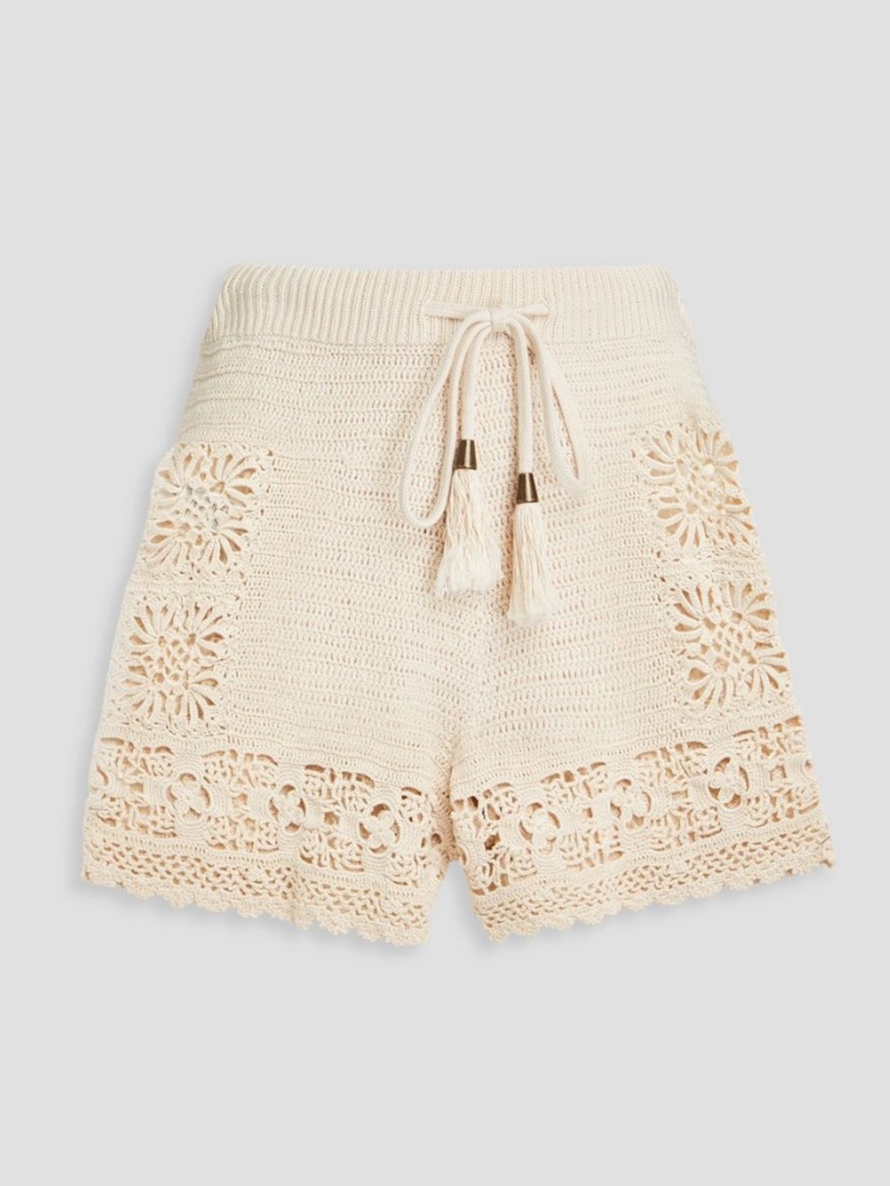 NWT Zimmerman Chintz Crochet Cotton Drawstring Beach Shorts Natural Cream Tan - Picture 10 of 11